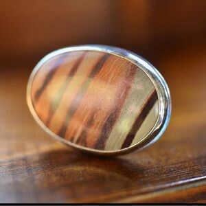 Print stone Sterling Ring size 8.25
